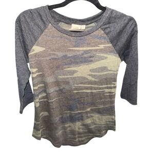 White Crow Womens Camo Raglan 3/4 Sleeve Tee Buckle Exclusive Green Black XS NWT